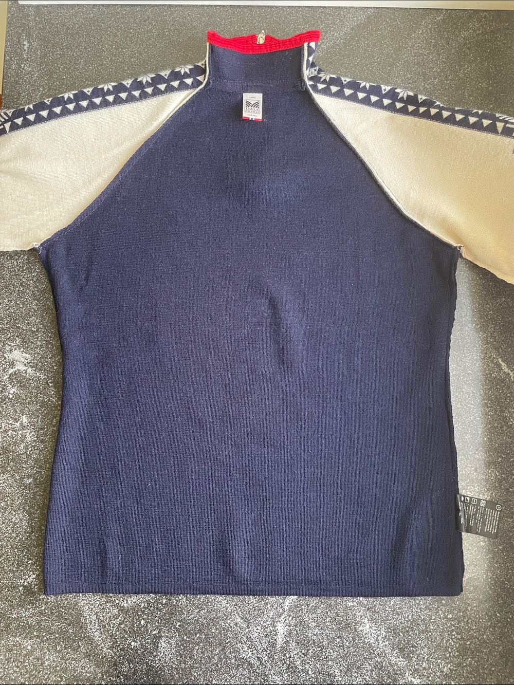 EUC Dale of Norway Geilo Size Large (L) Quarter-Zip Navy, Cream Red Sweater - Picture 10 of 16